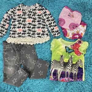 Girl 5 items: Disney, Arizona, Zebra, Elephant, Jeans, Boho, Crochet. Sz 2T